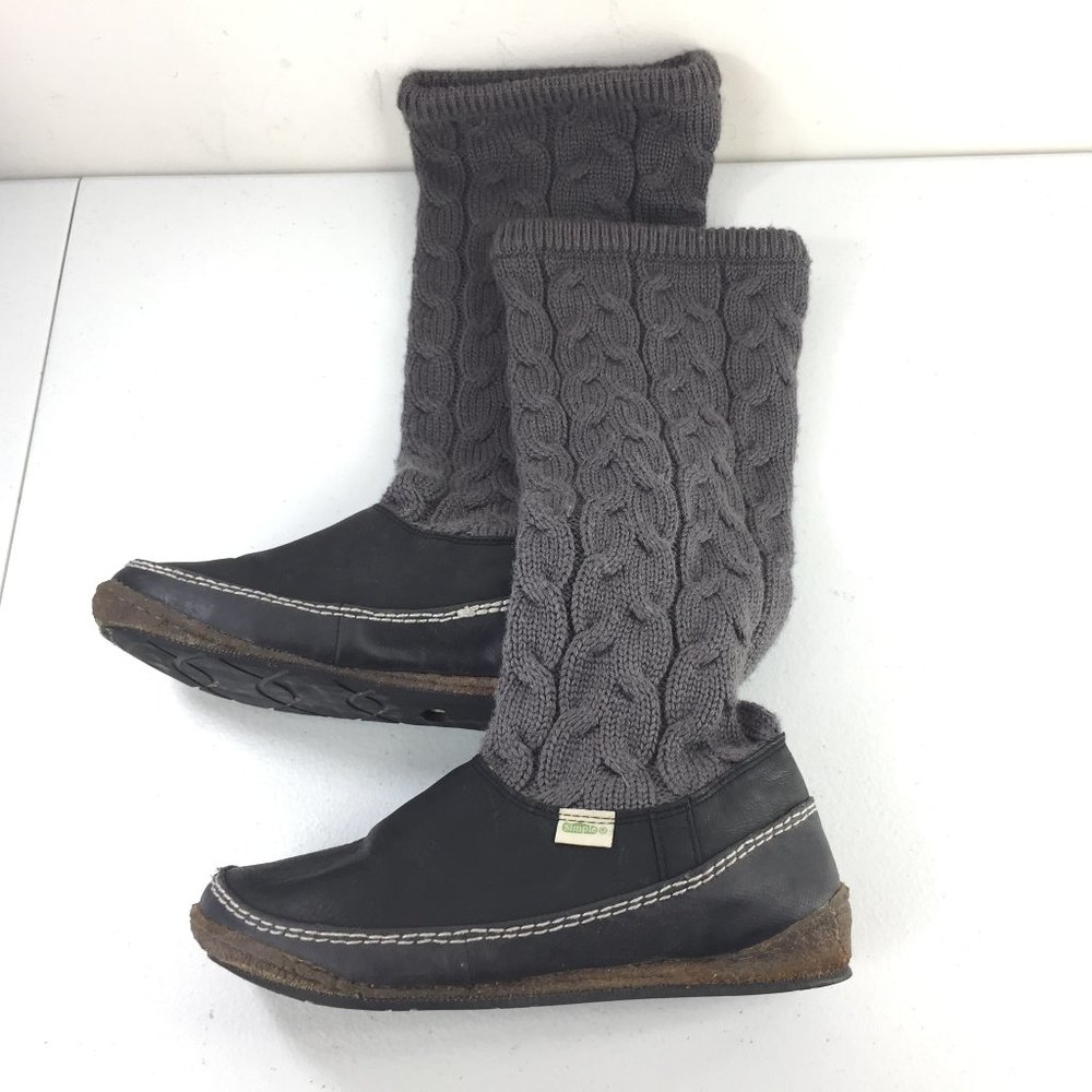 Simple 6 Gray Black Sock boot Cable Knit sweater